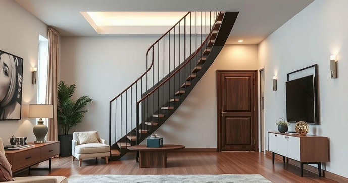 Escada reta na sala: como escolher e integrar com estilo na sua decoração Escada reta na sala: como escolher e integrar com estilo na sua decoração