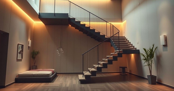 Escada Flutuante em L: Estilo e Funcionalidade para Seu Espaço Escada Flutuante em L: Estilo e Funcionalidade para Seu Espaço